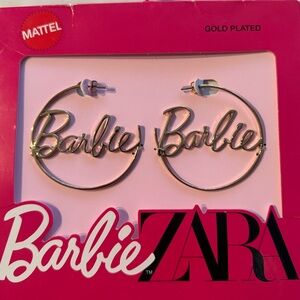Zara Barbie gold plated hoop earrings NWT